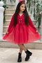 Top Suede Bottom Dreamy Tulle Fabric Girls' Red Dress with Buckle Is a Gift - 5