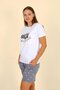 Fashion line women's short sleeve combed cotton pajama set with shorts white 3622 - 4