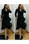 Crepe fabric midi length belted long sleeve dress 113 cm - 6