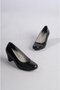 Select 5116 genuine leather comfort heel women's shoe black printed leather - 6