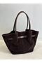 Women's Suede Leather Hand and Shoulder Bag - 4
