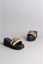 Black Genuine Leather - Straw Detailed Wedge Heel Slippers SELECT 1017 - 4
