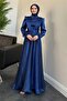 Navy Blue Izgi Evening Dress - 3