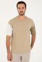 Men's Comfort Fit Crew Neck Light Khaki T-Shirt 50287041-Vr183 - 3