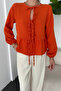 Women's Lace Detailed Skirt with Flounces at the Hem Long Sleeve Blouse Tile - 6