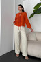 Women's Lace Detailed Skirt with Flounces at the Hem Long Sleeve Blouse Tile - 4