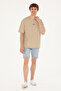 Men's Comfort Fit Crew Neck Light Khaki T-Shirt 50287083-Vr183 - 4