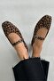Berny Women's Belt Detail Fabric Ballerina Leopard