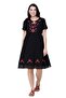 Short Sleeve Voile Neslihan Midi Length Floral Pattern Summer Dress Black Syh - 8