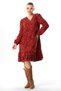 Long Sleeve Universe Flannel V-Neck Autumn and Winter Floral Pattern Ruffle Short Dress Burgundy Brd