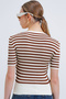 Women's Biscuit White Square Neck Striped Knitwear Blouse 15866 - 5