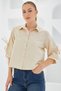 Women's Beige Crop Shirt with Sleeve Detail 20246 - 2