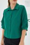 Women's Smaragd Green Crop Shirt with Sleeve Detail 20246 - 5