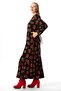Long Sleeve Daffodil Flannel Autumn and Winter Lily Pattern Long Dress Black Syh - 4