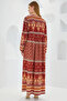 Women's Brick Beige Patterned Long Viscose Dress 1947 - 5