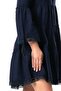 Long Sleeve Seçil Flannel Short Autumn and Winter Dress Navy Blue Lcvt - 4