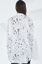 Women's Black and White Patterned Oversize Satin Shirt 3985 - 5