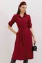 Women's Burgundy Belted Shirt Dress 2442