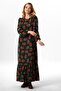 Long sleeve daffodil flannel autumn and winter lily pattern long dress oil ptrl