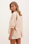20213 Oversize Short Sleeve Basic Shirt - Cream - 4