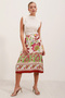 1899 Patterned Midi Skirt - Claret Red - 2