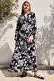 Women's Black and White Viscose Hijab Dress 2423 - 2