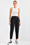 6637 High Waist Striped Fabric Pants - Black - 3