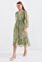 2137 Model Green Patterned Chiffon Dress