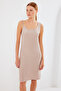 2496 Model Biscuit Knitted Dress with Chain Detail
