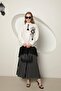 Viscose Fabric Black and White Striped Dressed Pants Double Set - 3