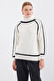 15879 Striped Oversize Knit Sweater - Ecru - 3