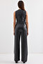 6799 Short Faux Leather Vest - Black - 6