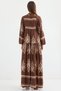 2423 Authentic Patterned Dress - Dark Brown - 6
