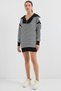 15886 Polo Collar Striped Long Knit Sweater - Black - 3