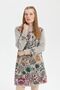 Women's High Collar Colorful Floral Long Wool Cardigan V.Beige - 7