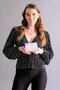 Women's White 6 Card + 1 ID Compartment Embossed Printed Vegan Wallet with Snap and Zipper Closure - 5