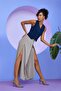 V-Neck Woven Stylish Navy Blue Vest with Belt Detail - 4