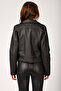 Women's Faux Leather Black Biker Jacket 1025 - 4