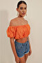 0481 Scalloped Strapless Blouse - Orange - 4