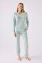 Women's Nile Green Start Somewhere Long Sleeve Pajamas Set