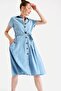 1677 Button-Down Waist Belt Denim Dress - Blue - 4
