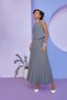 V-Neck Woven Stylish Gray Color Vest with Belt Detail - 4