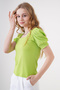 0409 بلوزة محبوكة بياقة مربعة - E.green - 3