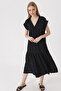 2398 V-Neck Flounce Dress - Black - 4