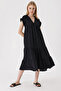 2398 V-Neck Flounce Dress - Black - 3