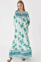 1947 Patterned Long Dress - G.green - 3