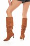 Midnight Women'S/Girls' Tan Short Heeled Suede Detailed Pointed Toe Boots - 3