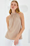 0489 Halter Neck Knitted Blouse - Biscuit