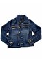 Children's Dark Color Button Detailed Denim Jacket - 2