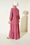 1627 Collar Lace-up Hijab Dress - Dried Rose - 6